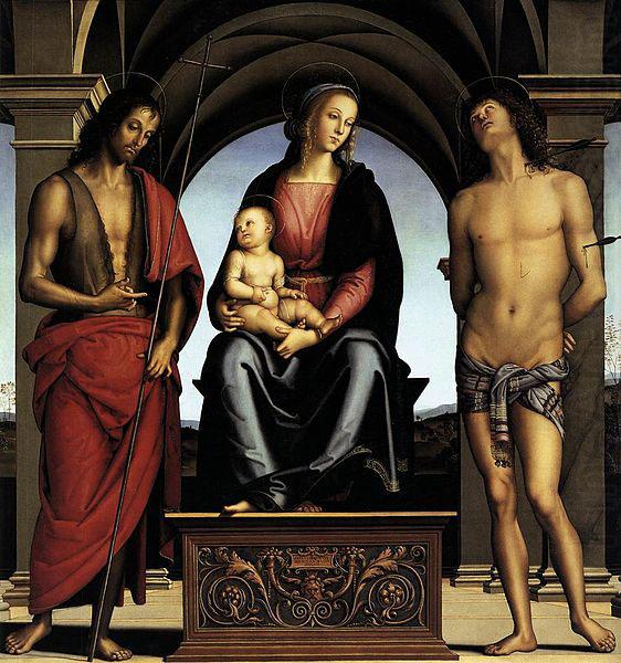 The Madonna between St John the Baptist and St Sebastian, Pietro Perugino